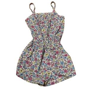 Baby Gap Girls Size 3T Floral Romper Yellow Pink Blue White Spaghetti Straps